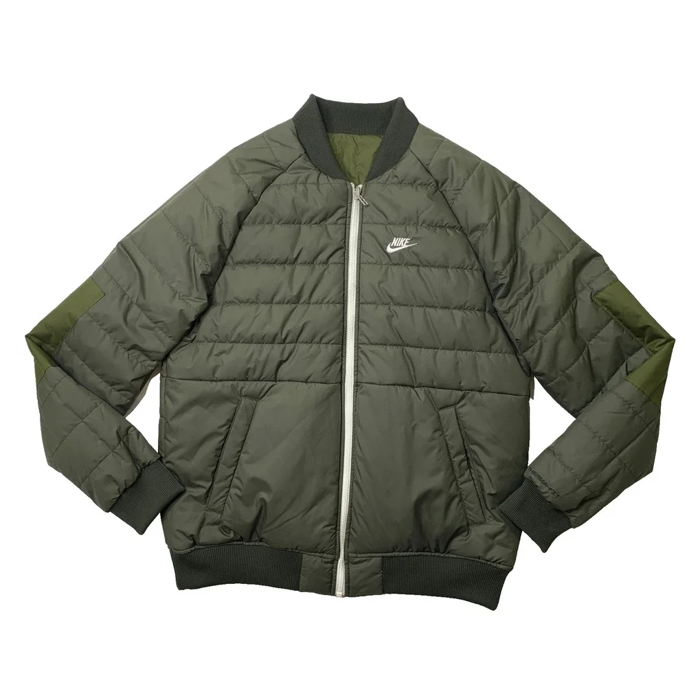 Nike Jacket Mens M Medium Army Green Sportswear Therma Legacy Reversible Bomber